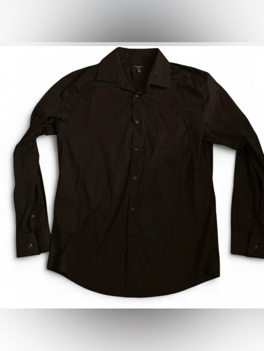 Men's Long Sleeve Black Button-Up Dress Shirt Medium